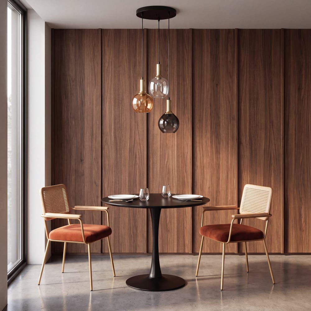Suspension 3 globes en verre, H24 cm