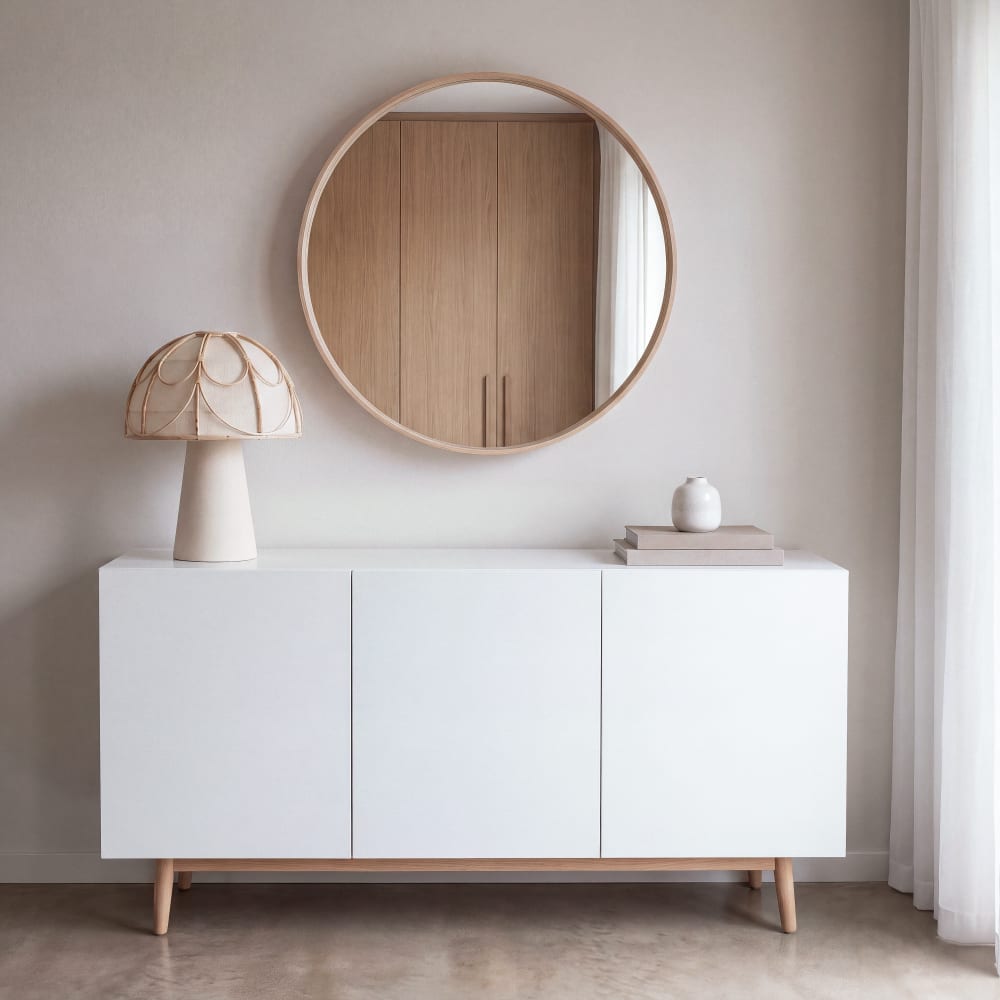 Miroir rond avec baguette asymétrique, Ø70 cm