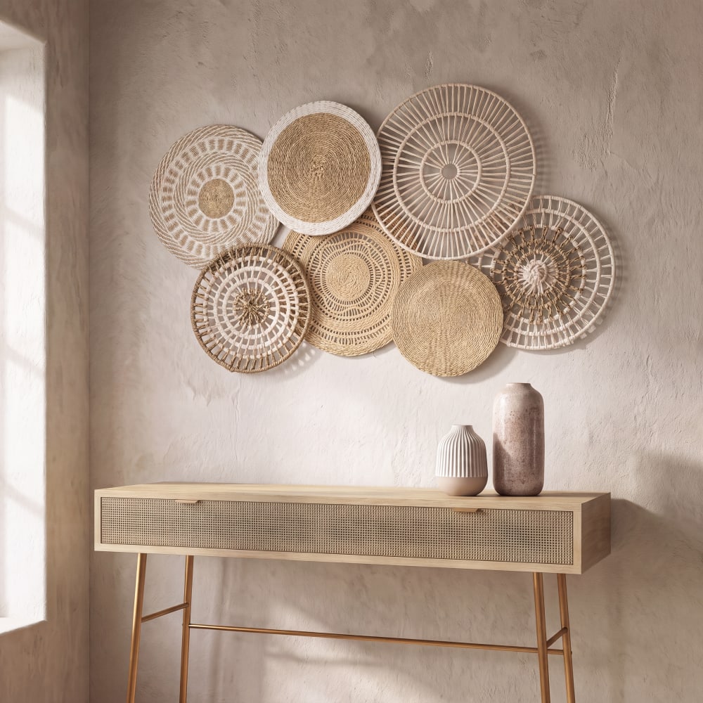Déco murale écrue et beige, 95x53 cm