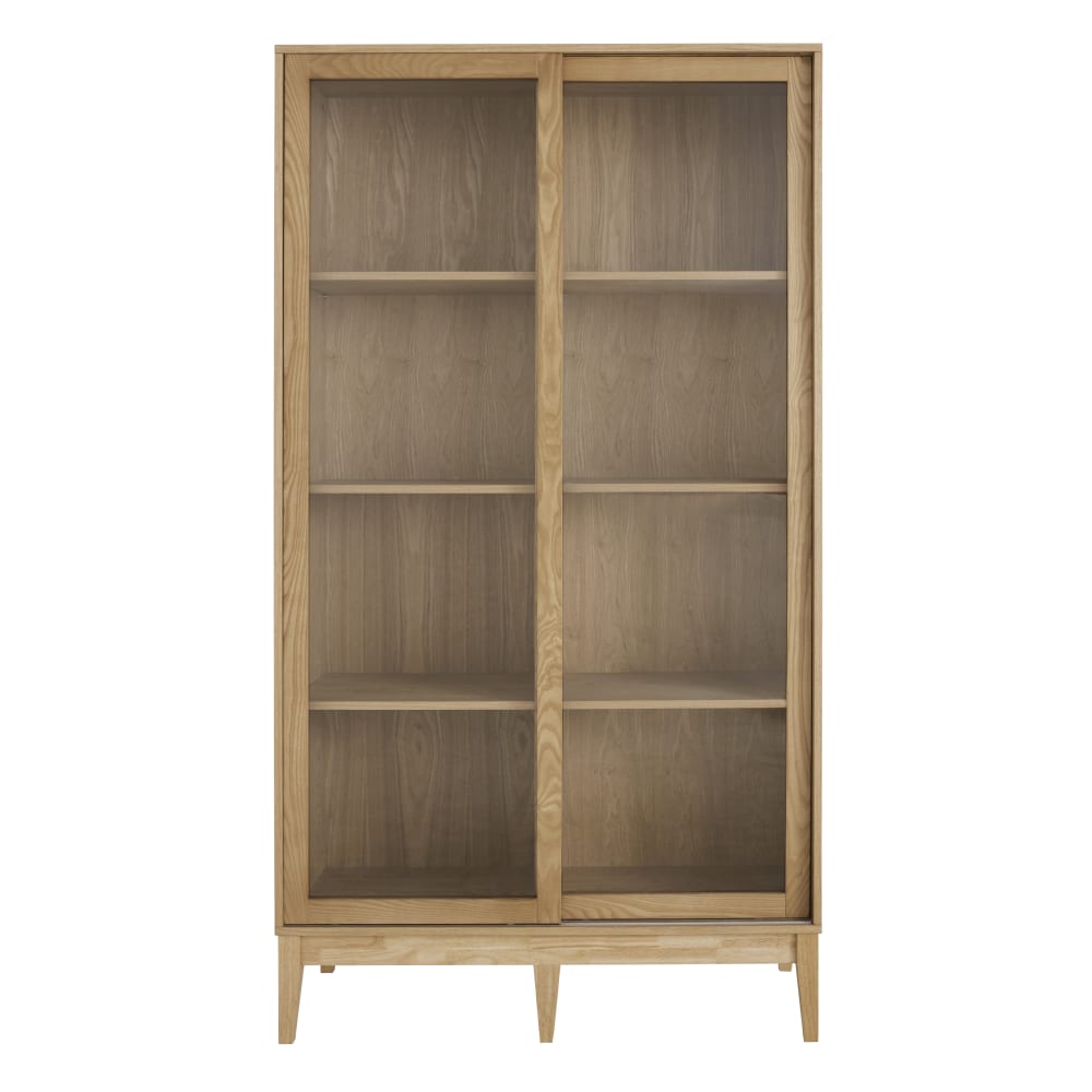 Vitrine en bois d'hévéa massif et placage frêne, L100 cm — vue 3