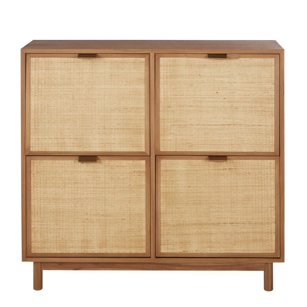 Meuble à chaussures 4 portes cannage en rotin