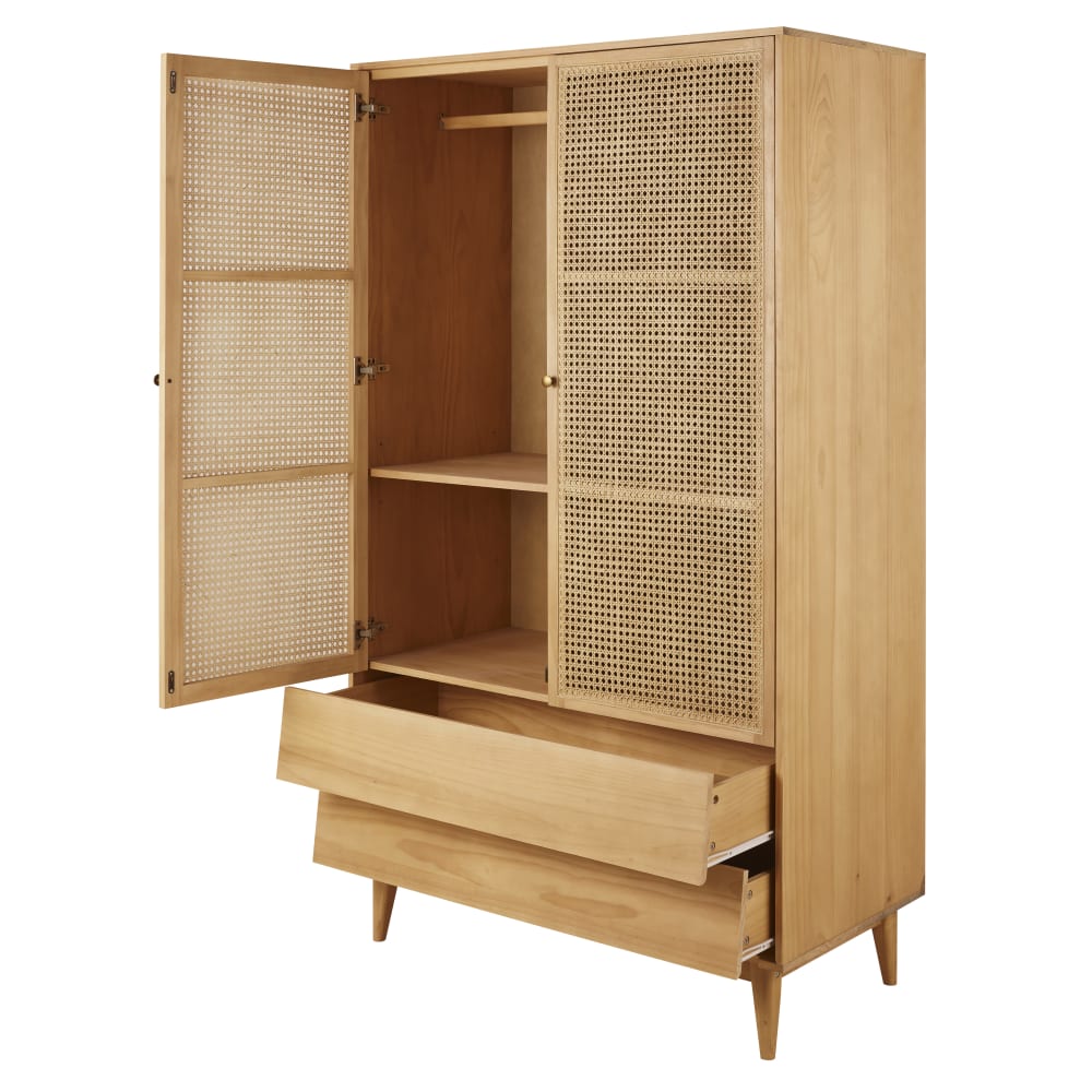 Armoire avec cannage en rotin, L105 cm — vue 3