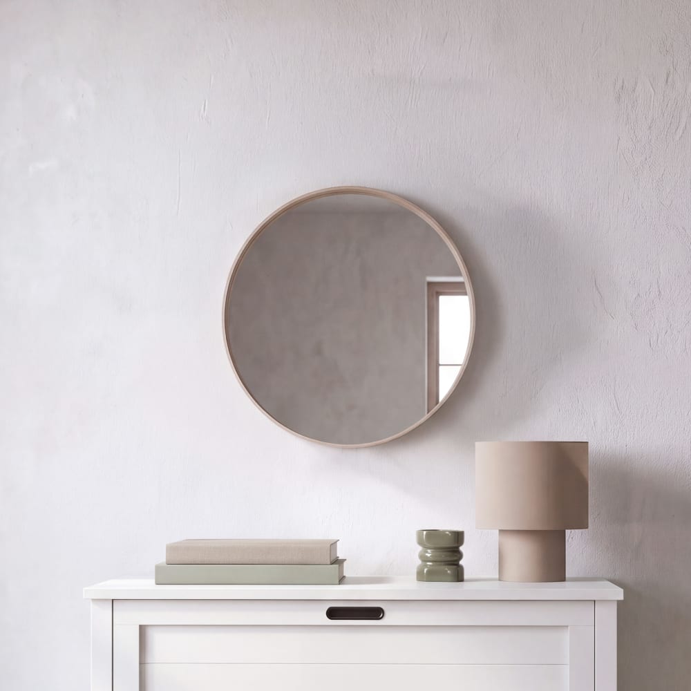 Miroir rond beige, Ø55 cm