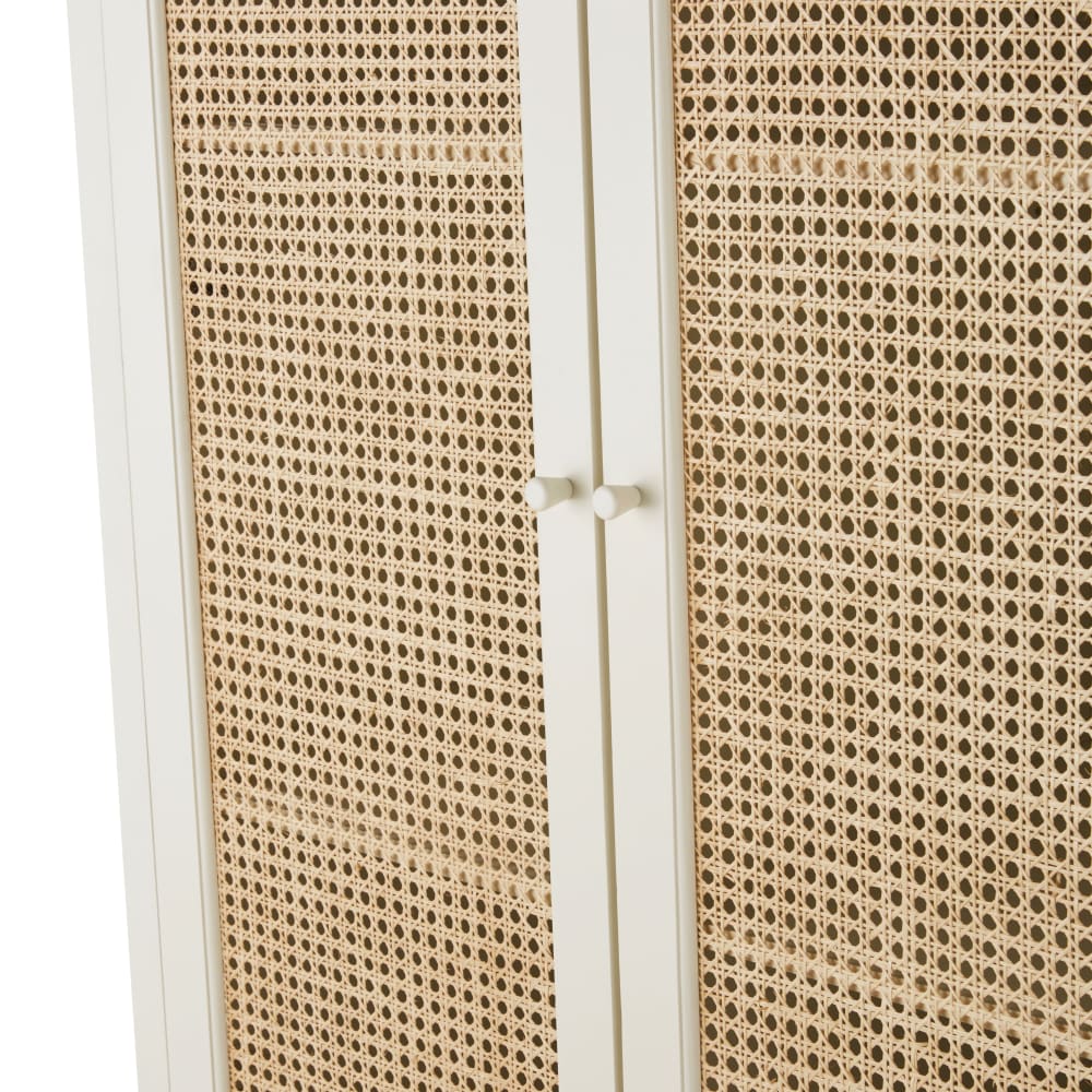 Armoire 2 portes 1 tiroir blanc cassé cannage en rotin L104 — vue 4