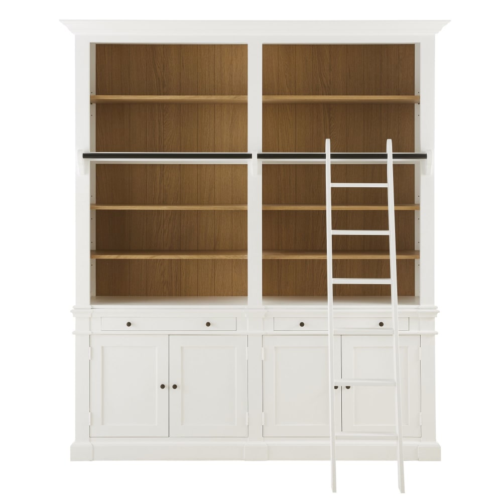 Bibliothèque blanche avec échelle, L202 cm — vue 3