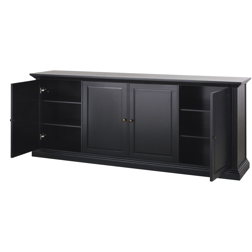 Buffet 4 portes noir, L210 cm — vue 4