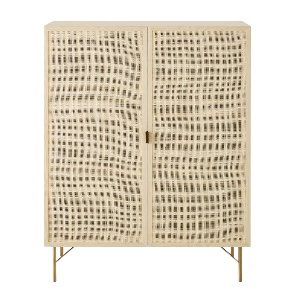Zweitüriger Kleiderschrank mit Rattanbespannung, 90 cm breit -