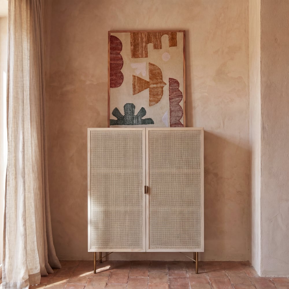 Armoire 2 portes cannage en rotin, L90 cm