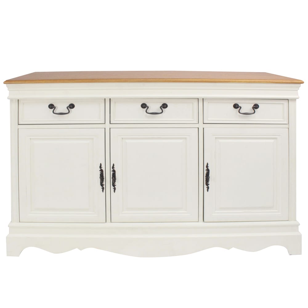 Cremefarbenes Sideboard mit 3 Türen und 3 Schubladen, 131 cm