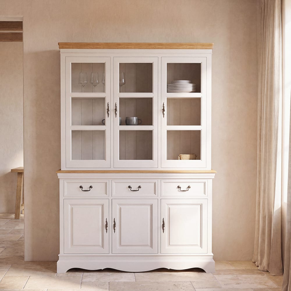Vaisselier 3 portes crème, L123 cm Vaisselier 3 portes crème, L123 cm
