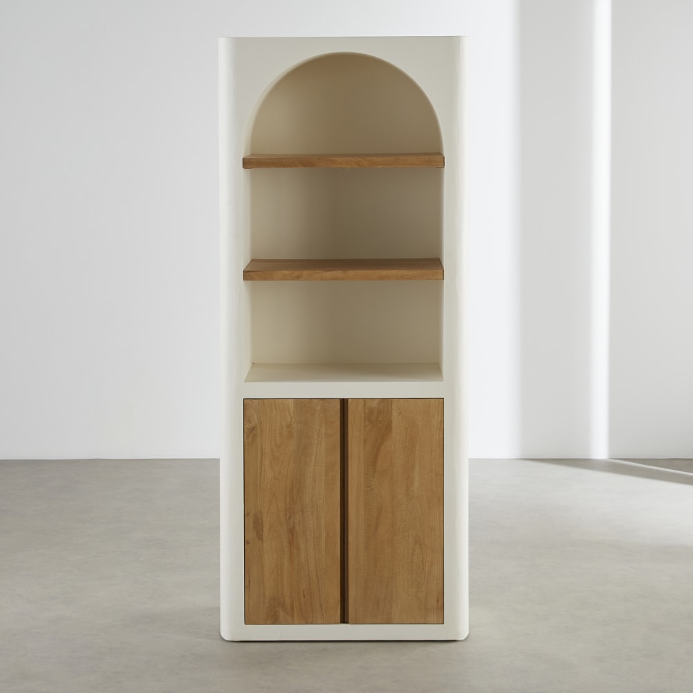 Bibliothèque blanc crème et bois de manguier, L78 cm — vue 3