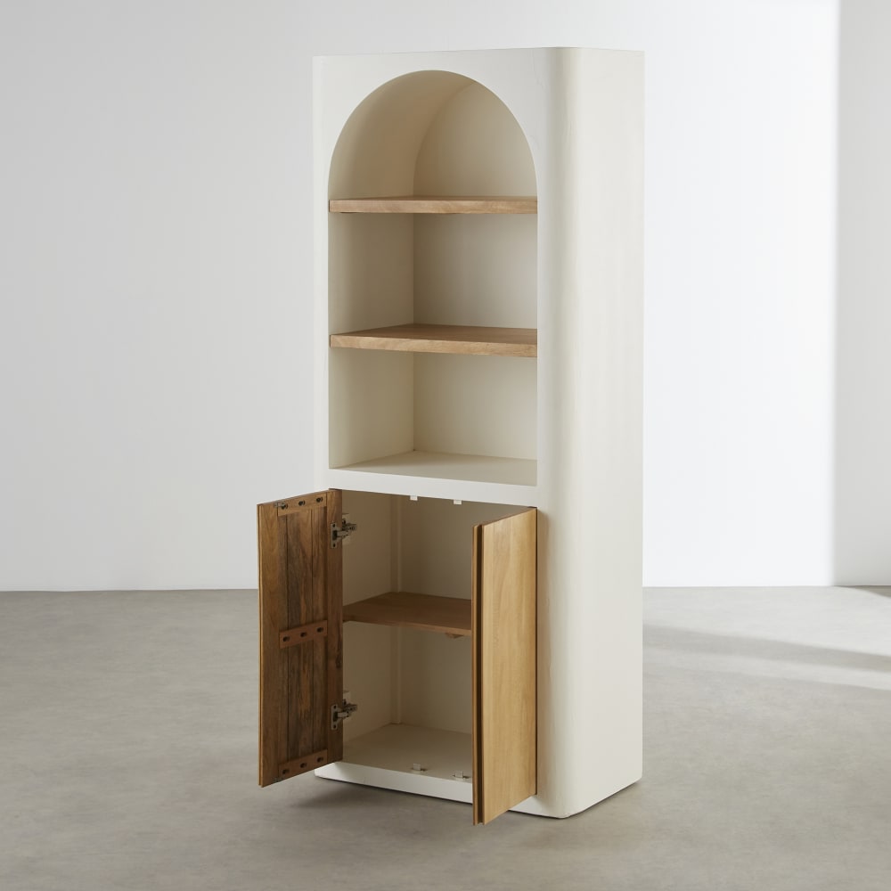 Bibliothèque blanc crème et bois de manguier, L78 cm — vue 4