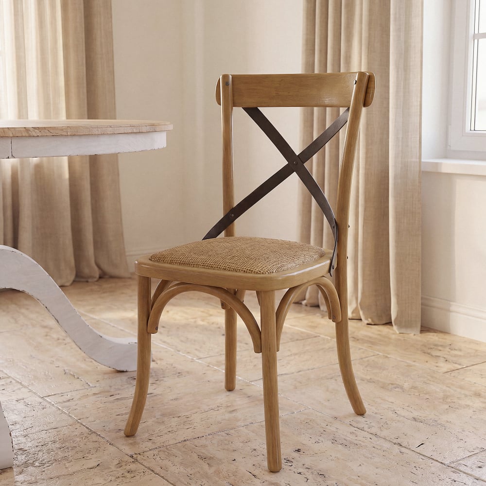 Chaise bistrot foncée et acier noir
