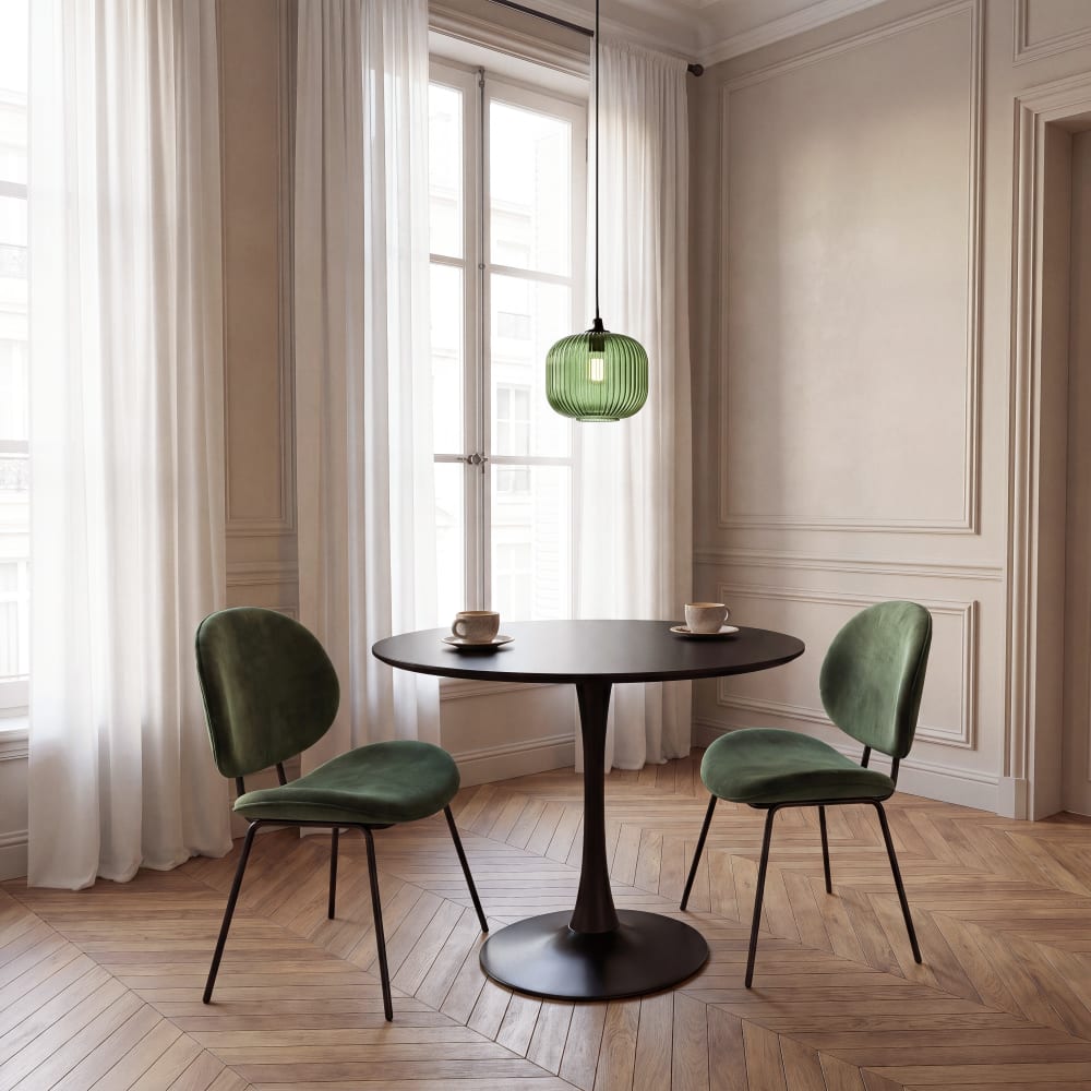 Suspension en verre teinté vert, Ø24 cm
