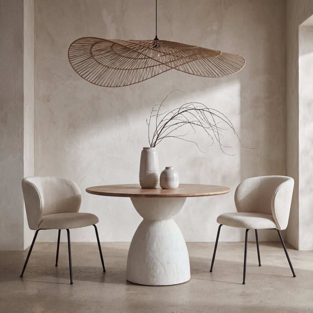Suspension non électrifiée en aluminium et jute, L132 cm