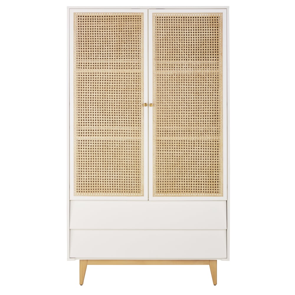 Armoire blanche et cannage en rotin, L105 cm