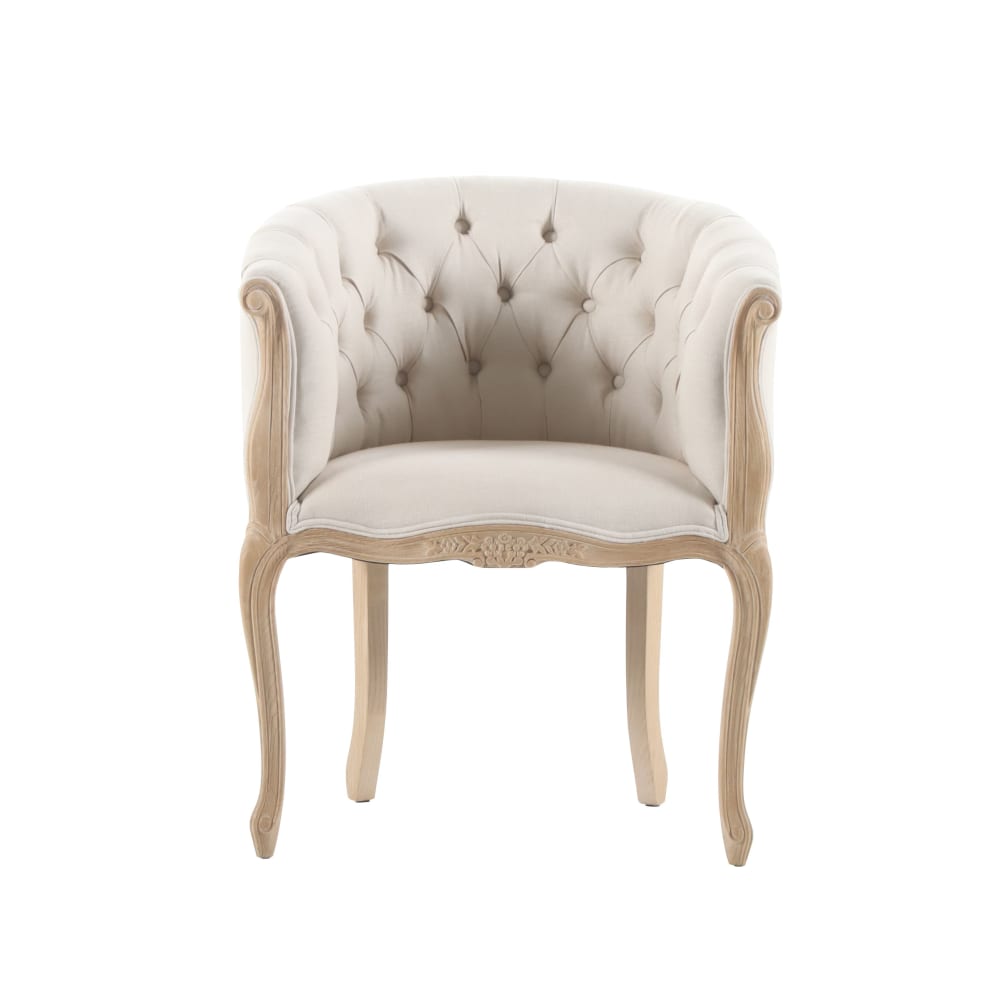 Fauteuil capitonné en lin — vue 3