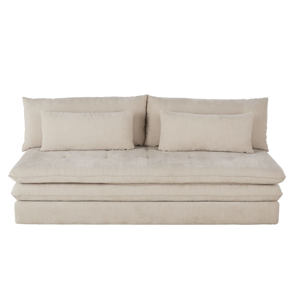 Canapé convertible 2/3 places beige — vue 3