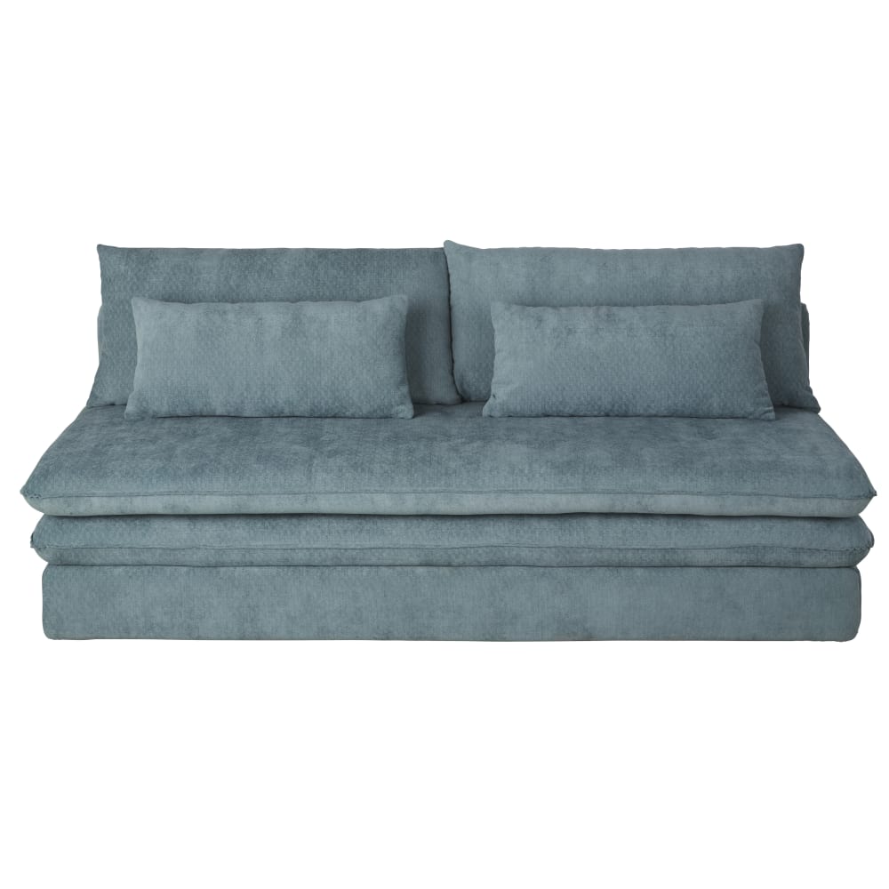 Canapé convertible 2/3 places en tissu recyclé bleu canard
