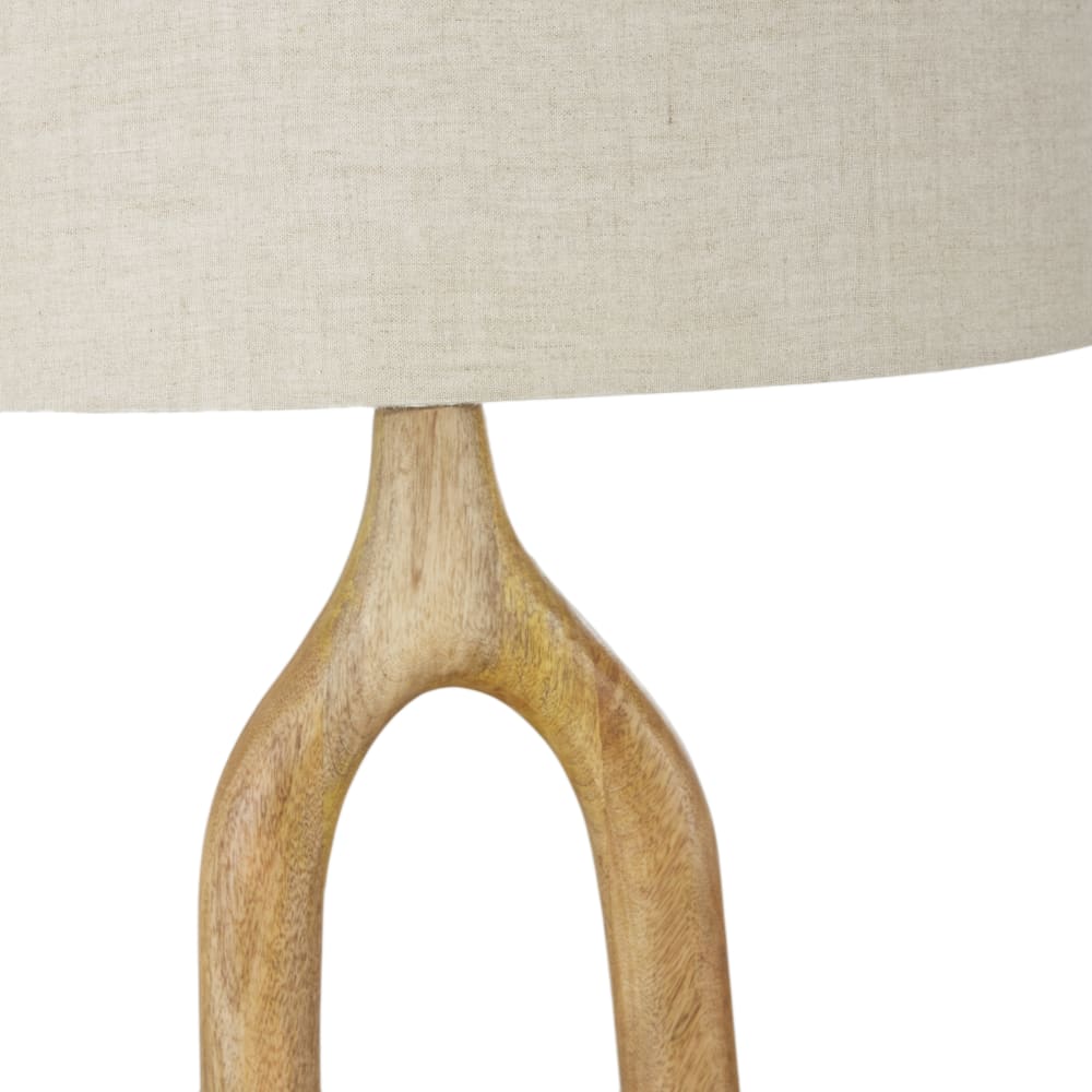 Lampadaire en bois de manguier et abat-jour beige, H168 cm — vue 4