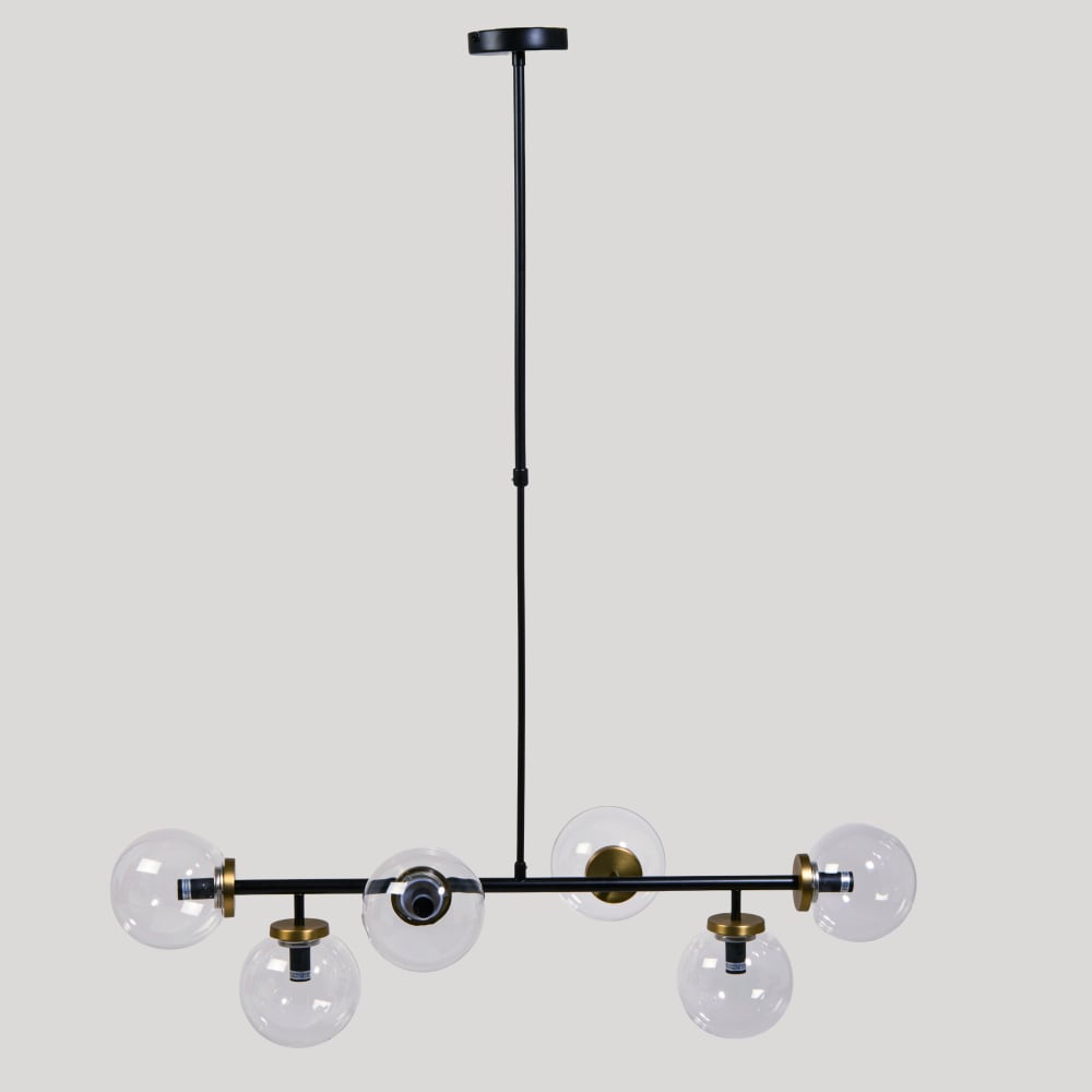 Suspension en métal noir et globes en verre transparent