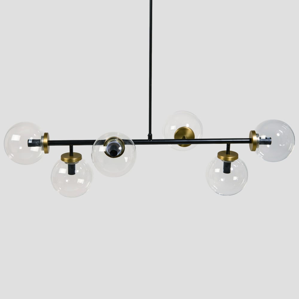 Suspension en métal noir et globes en verre transparent — vue 3