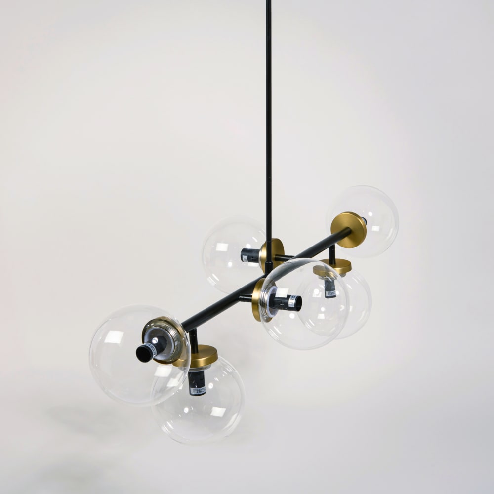Suspension en métal noir et globes en verre transparent — vue 4