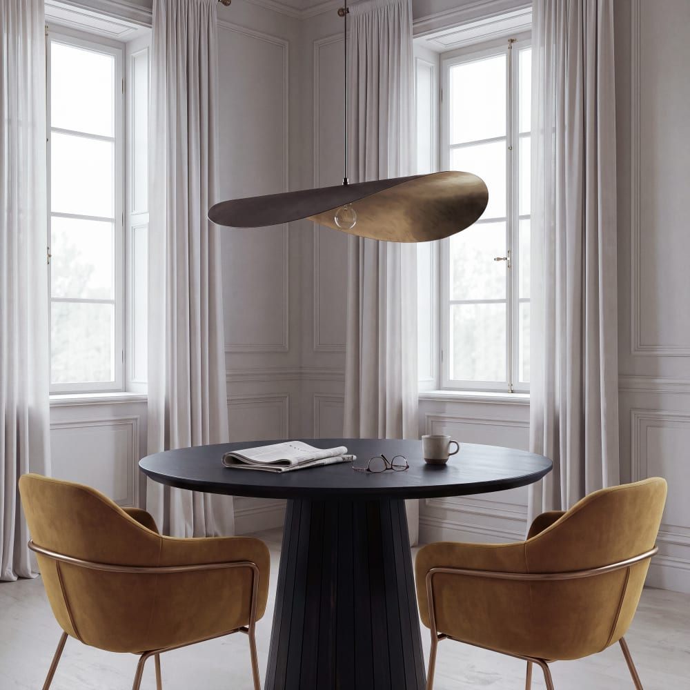 Suspension en aluminium noir et doré, Ø89 cm