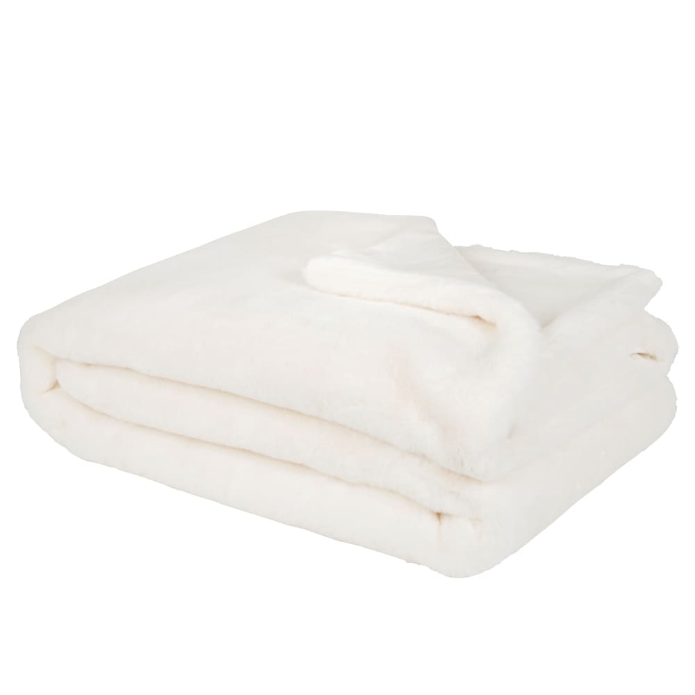 Plaid imitation fourrure blanche 150x180