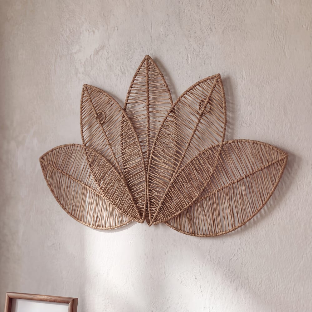 Déco murale feuilles en jute, 69x36 cm