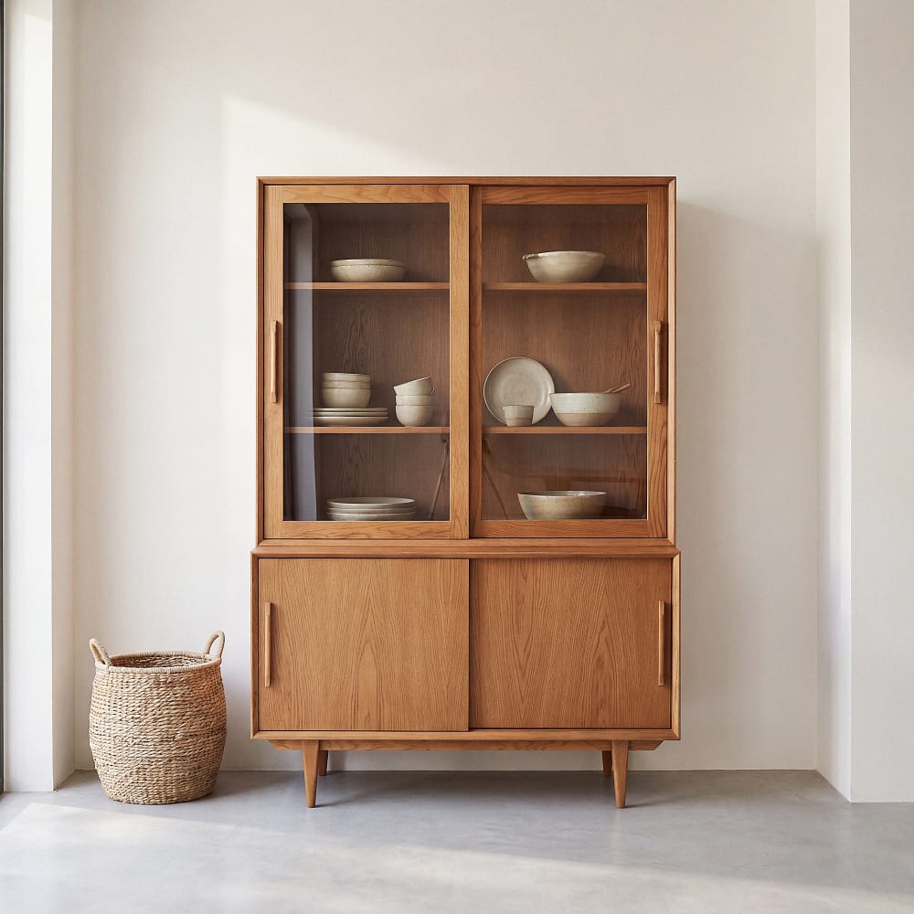 Vaisselier 2 portes coulissantes, L120 cm