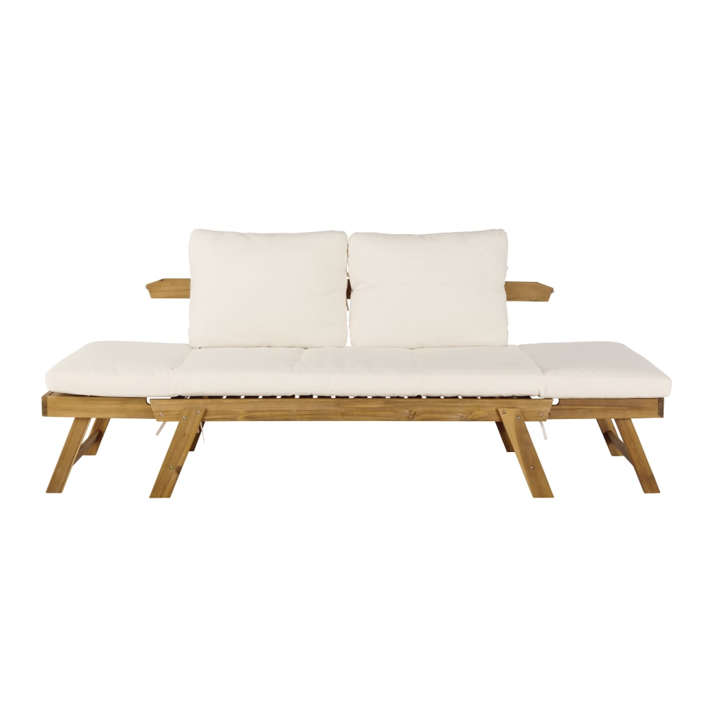 Tuinbank voor 3 personen met ecru kussens, L220 cm - Maisons Du Monde