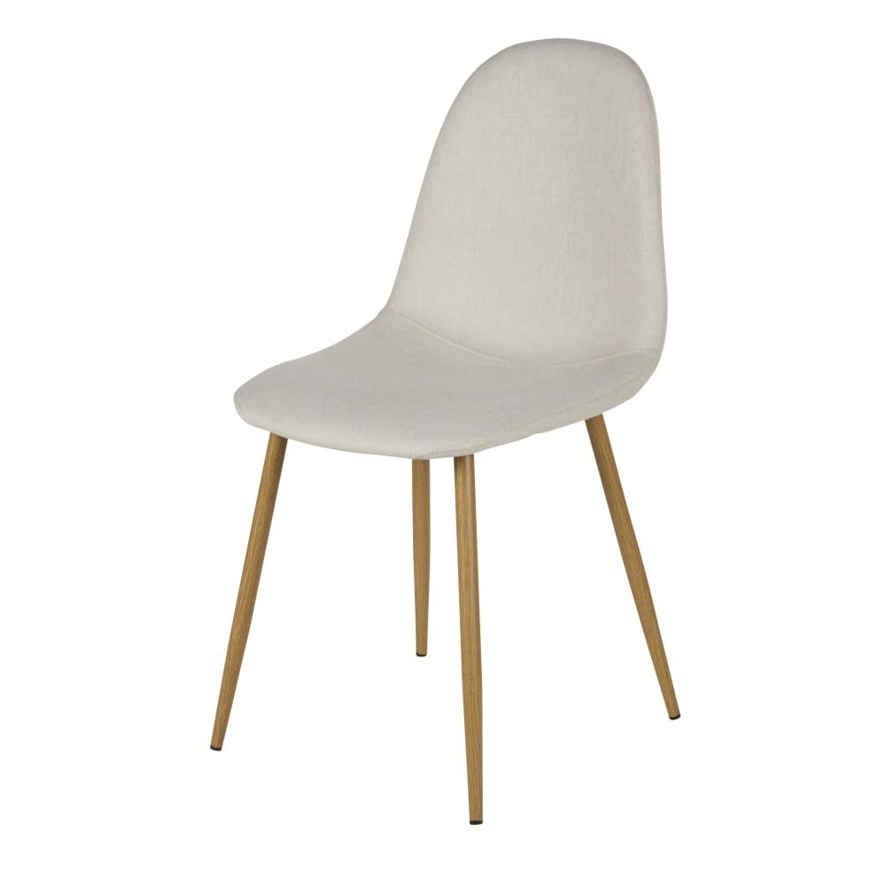 Chaise beige et pieds en acier imitation chêne