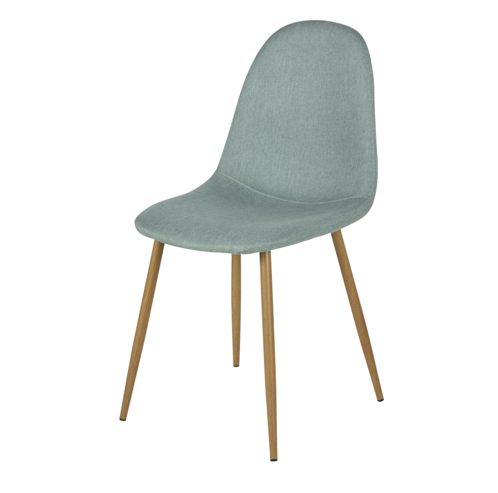 Chaise en tissu recyclé vert d'eau et pieds en acier imitation chêne — vue 3