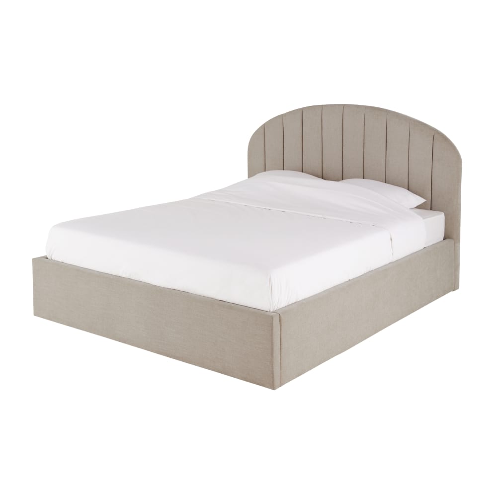 Graues Stoffbett mit Stauraum, 140 x 190 cm, mit Lattenrost -