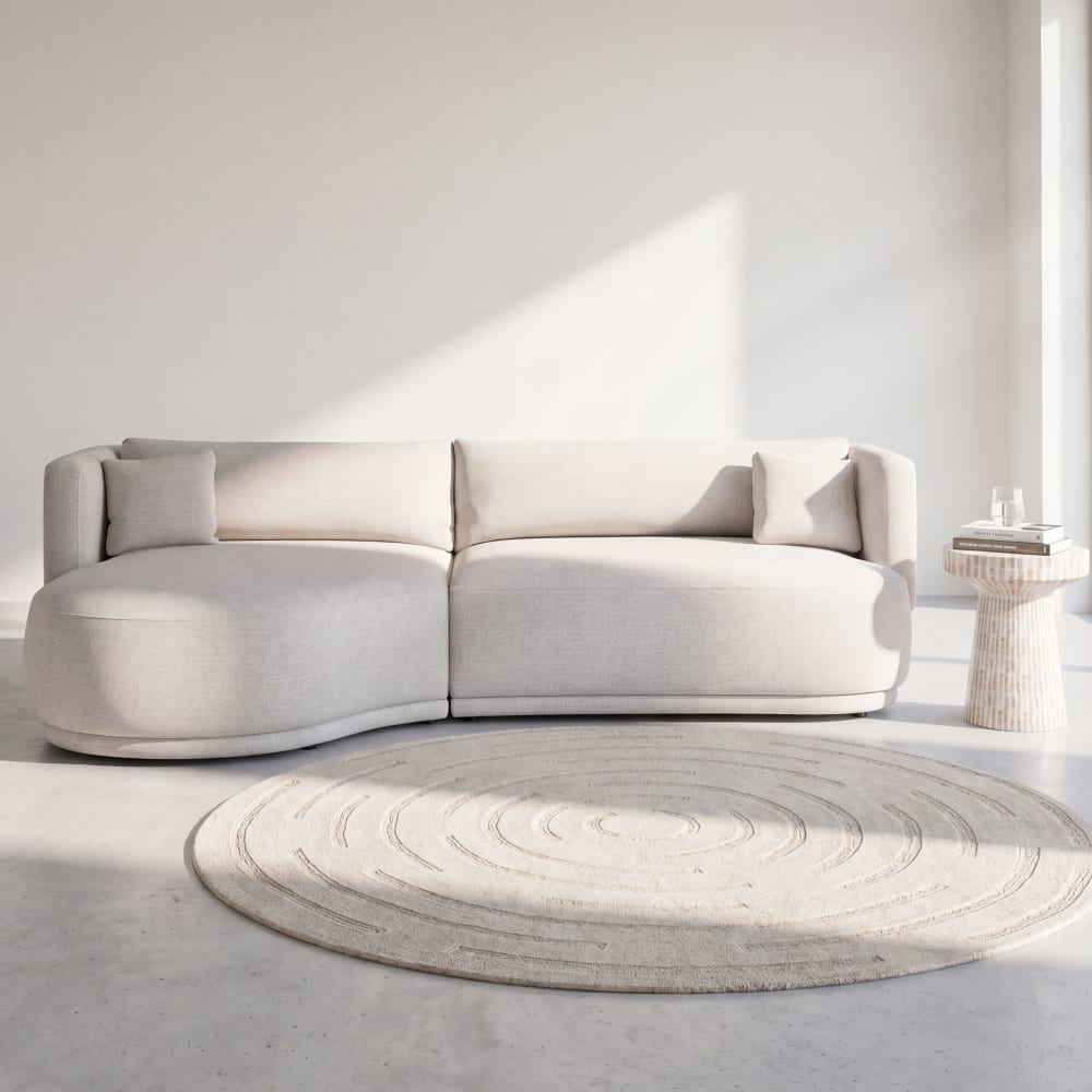 Canapé d'angle gauche 3/4 places beige sable