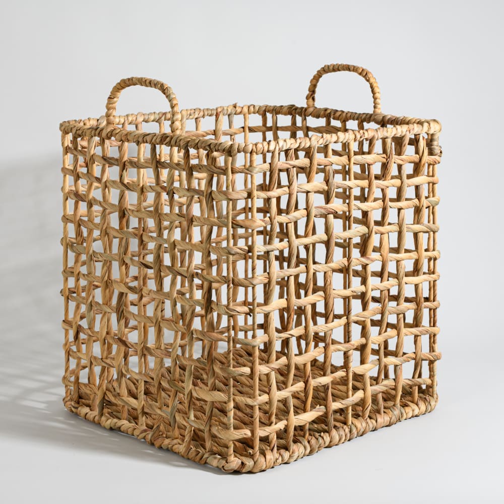 Panier de rangement en jacinthe d'eau et rotin