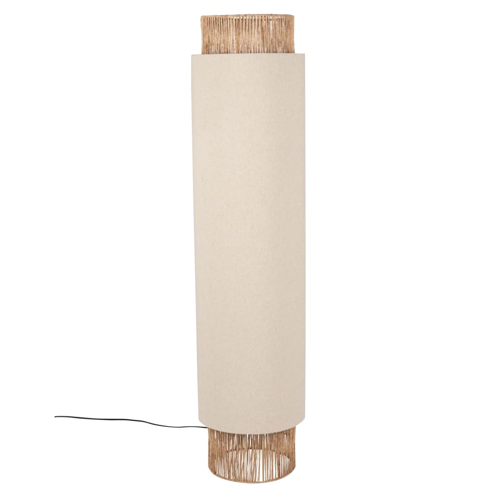 Lampada da terra tubolare in lino e iuta alt. 126 cm - Maisons du