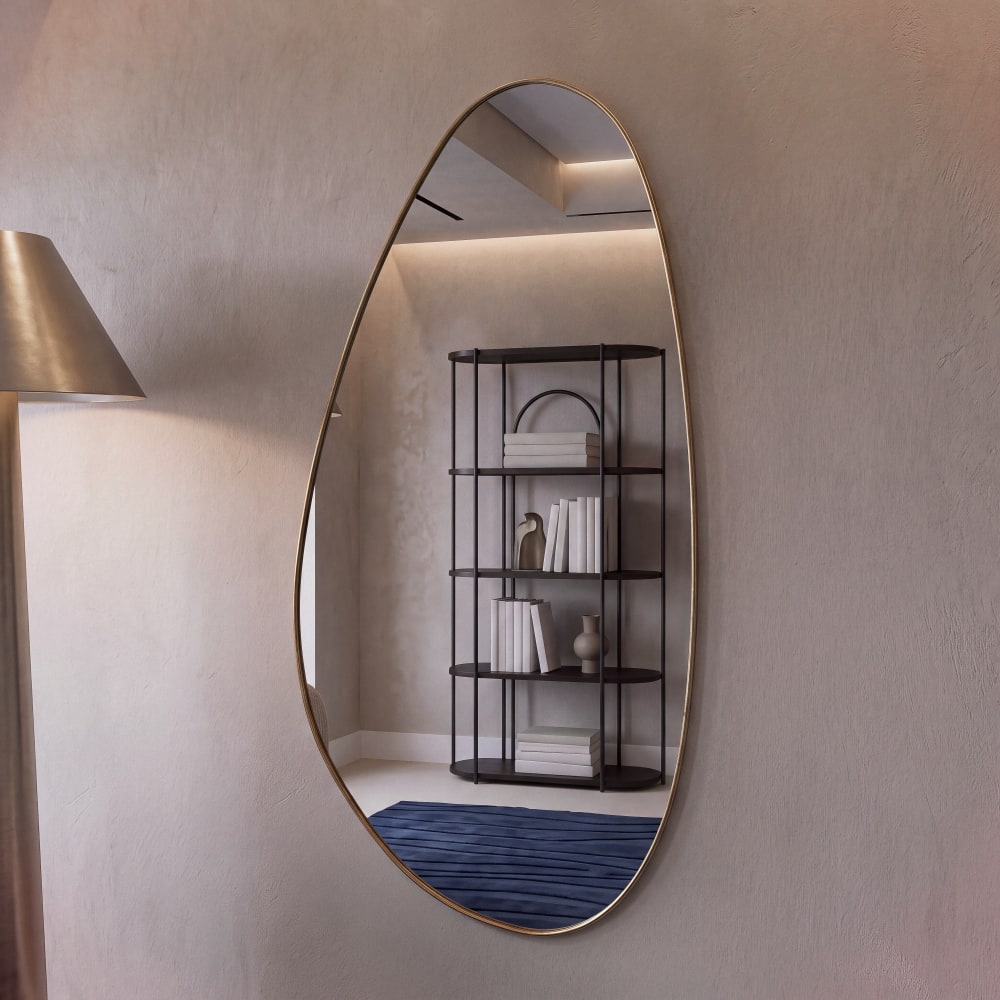 Miroir organique en acier doré, 70x140 cm