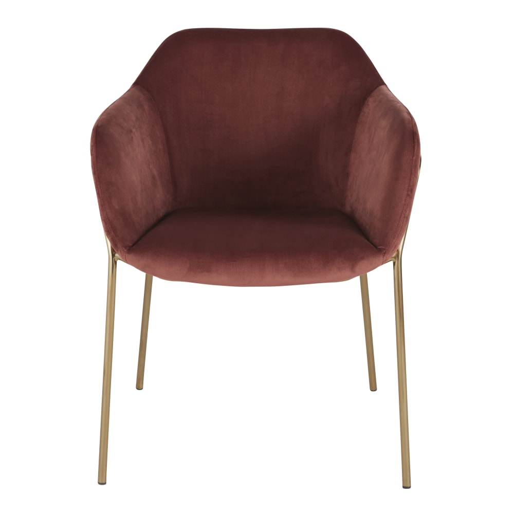 Chaise en velours terracotta et acier doré — vue 3