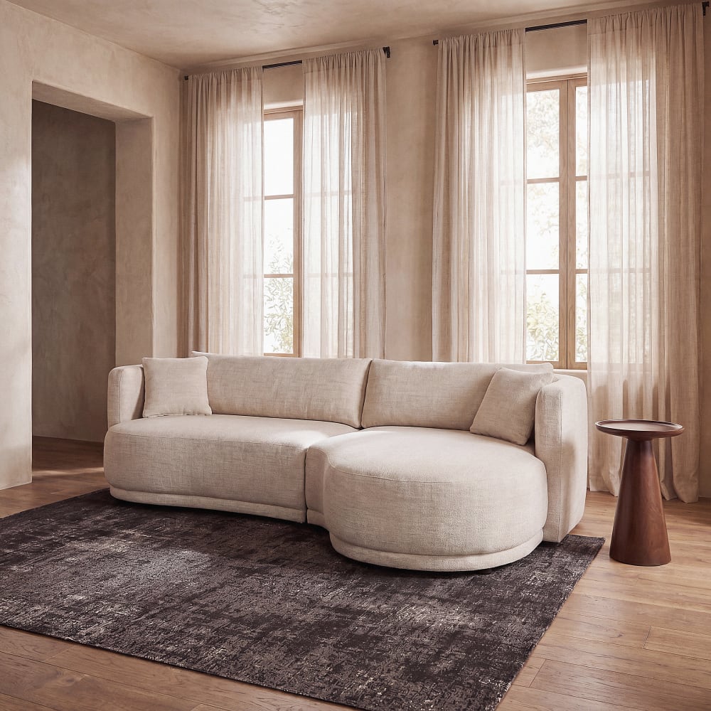 Canapé d'angle droit 3/4 places beige sable - 260 cm — vue 3