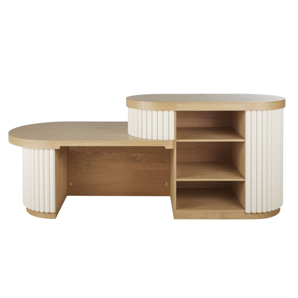 Meuble TV effet rondins blancs, L160 cm