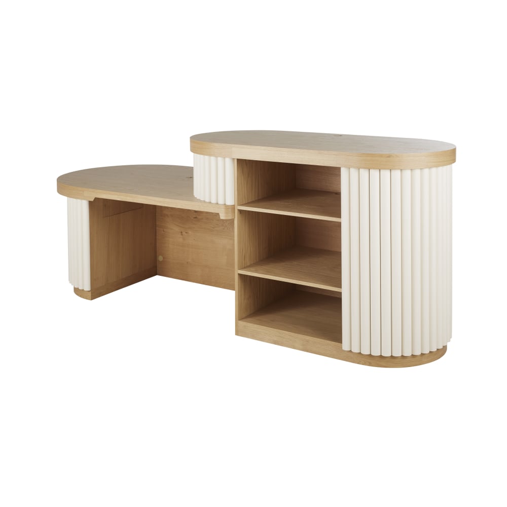 Meuble TV effet rondins blancs, L160 cm — vue 3