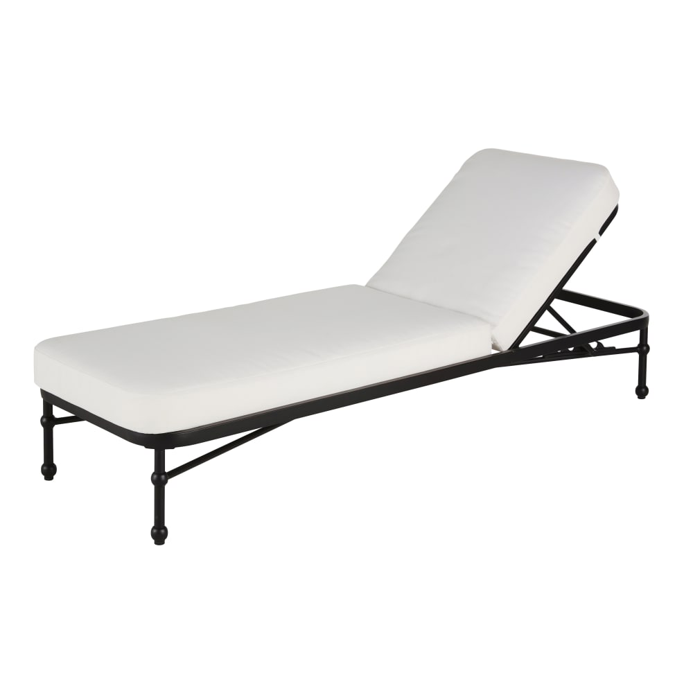 Bain de soleil en acier noir et matelas en polyester recyclé blanc cassé - Maisons du Monde