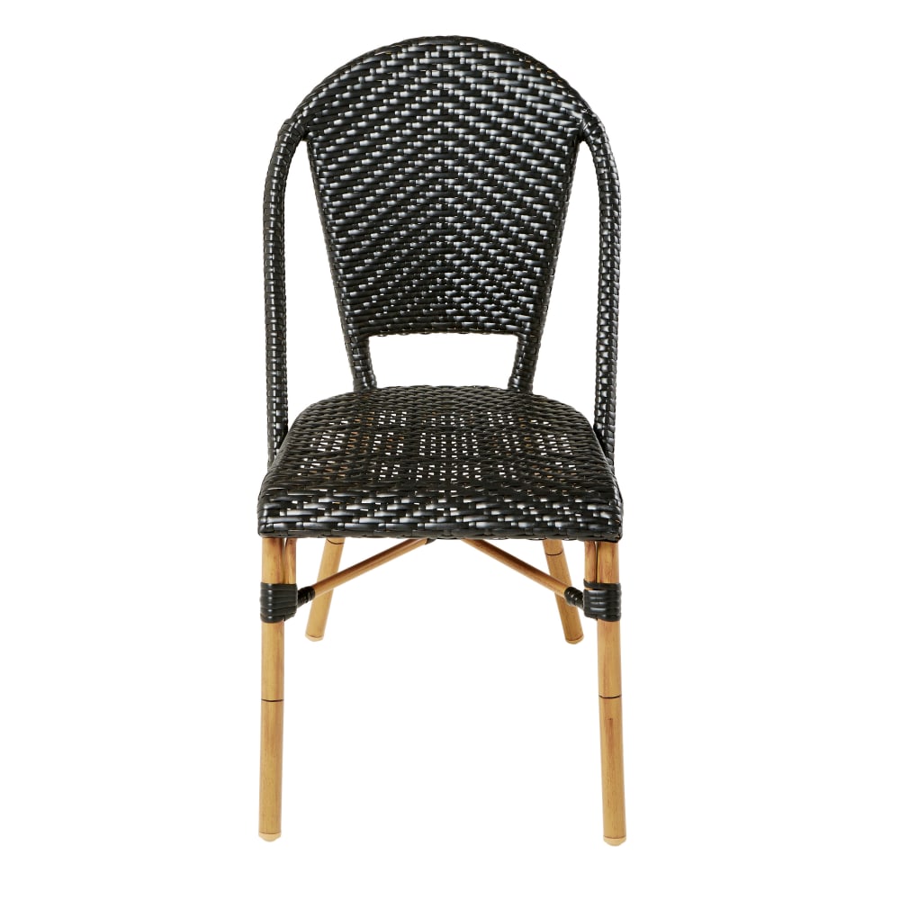 Chaise de jardin professionnelle en résine tressée noire H88 — vue 3