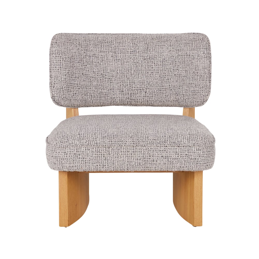 Fauteuil en textile tramé effet tweed gris clair