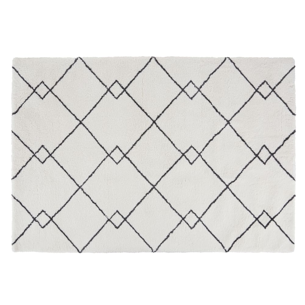 Tapis style berbère tufté noir et blanc 160x230