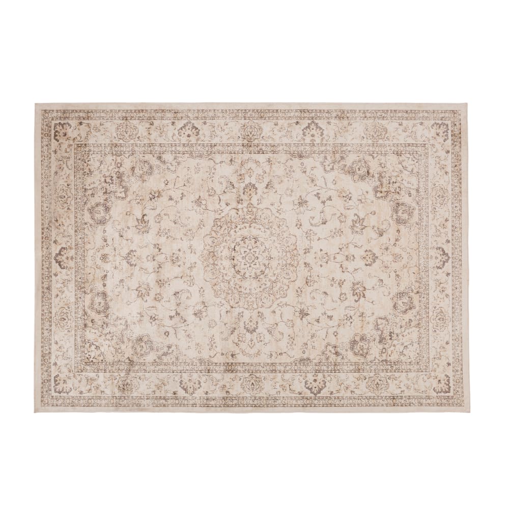 Tapis tissé jacquard gris et beige, 160x230 cm
