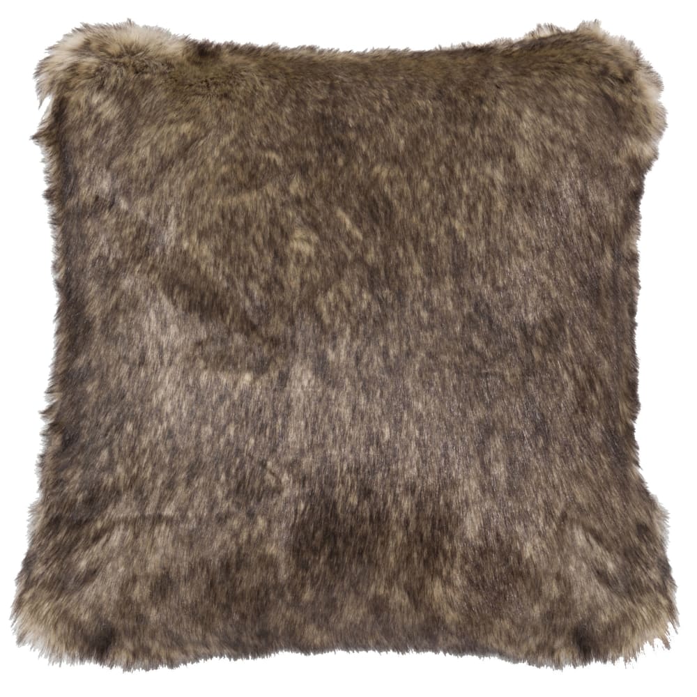 Coussin imitation fourrure marron 45x45