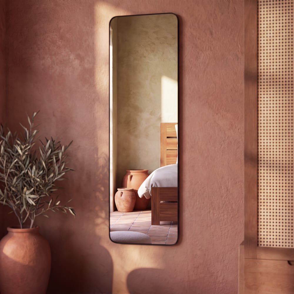 Miroir rectangulaire en aluminium et acier noir, 40x130 cm — Beyit